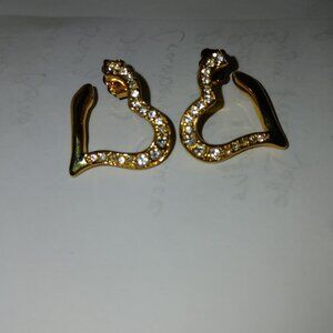 Avon Gold Tone Faux Stone Heart Stud Earrings Vintage Costume Jewelry #95